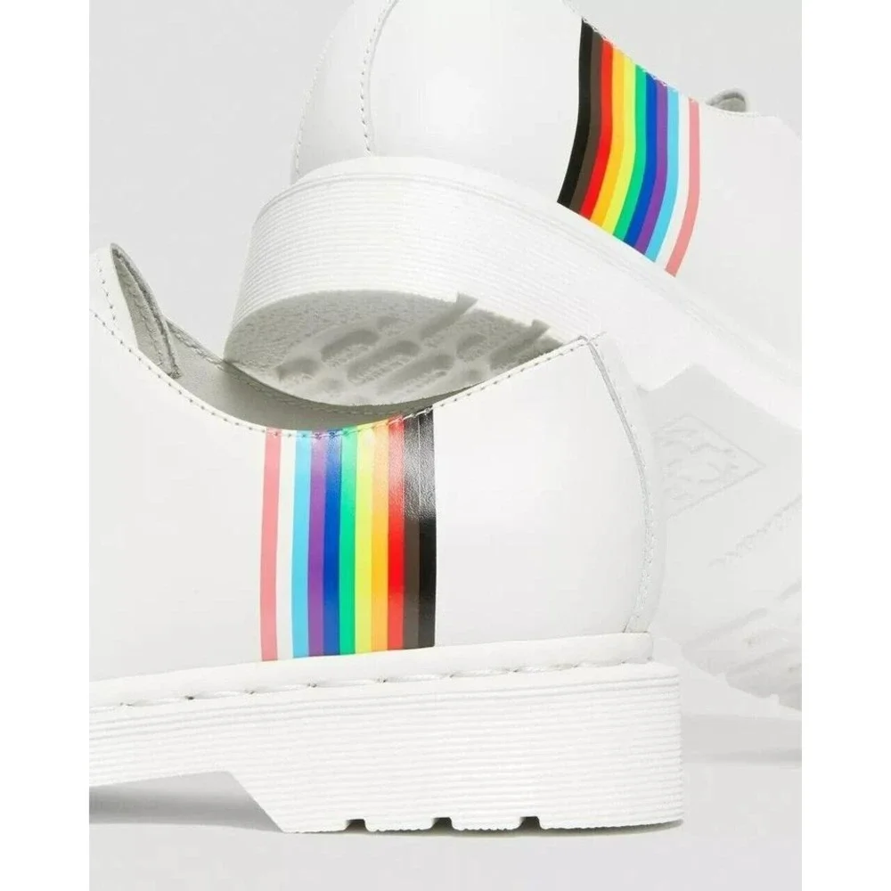 Dr. Martens 1461 Pride Shoes US M4 US W5 White Leather Rainbow Stripe  NEW IN BX